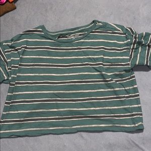 Green striped crop top